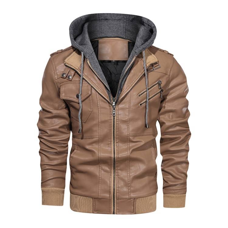 Men’s Leather Jacket with Hood