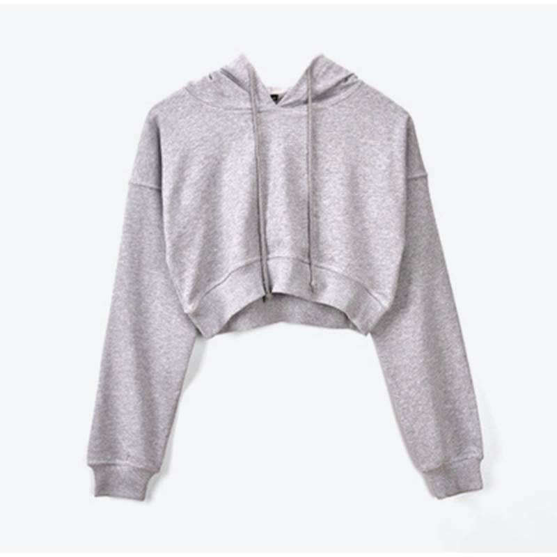 Women's Solid Color Cropped Hoodie