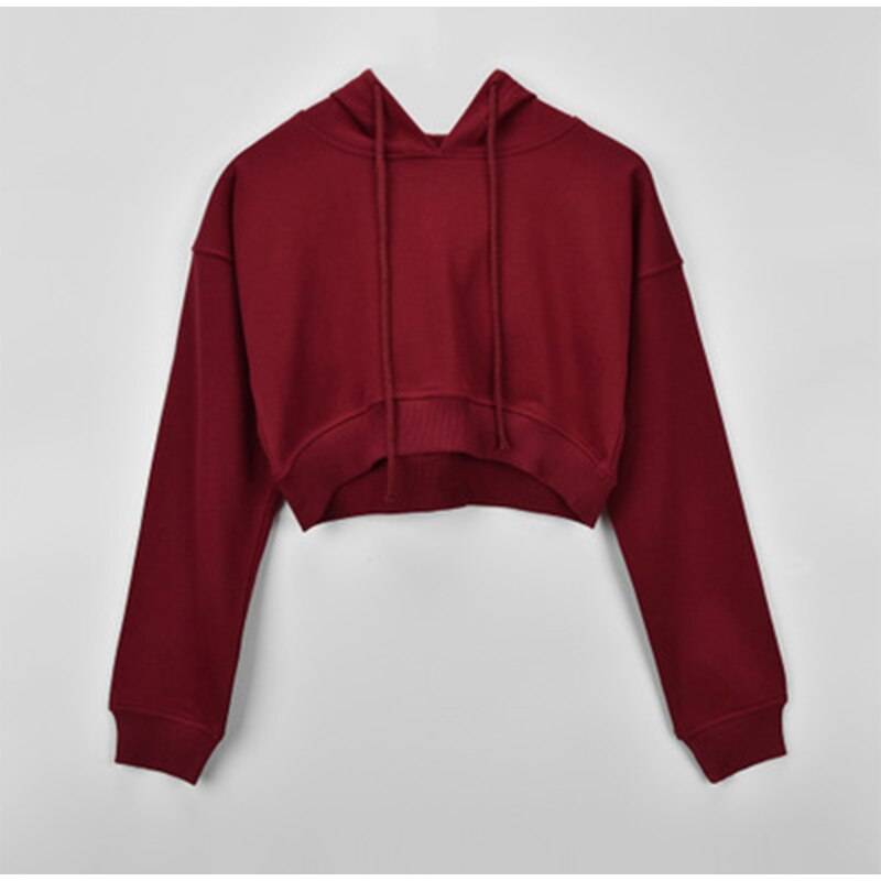Women's Solid Color Cropped Hoodie