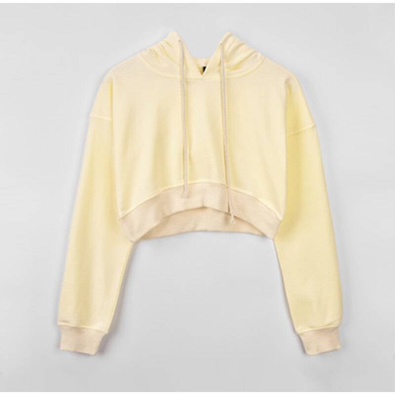 Women's Solid Color Cropped Hoodie
