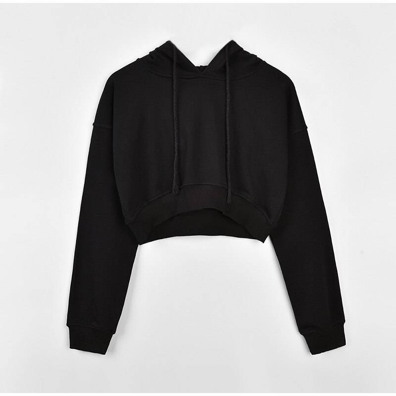 Women's Solid Color Cropped Hoodie