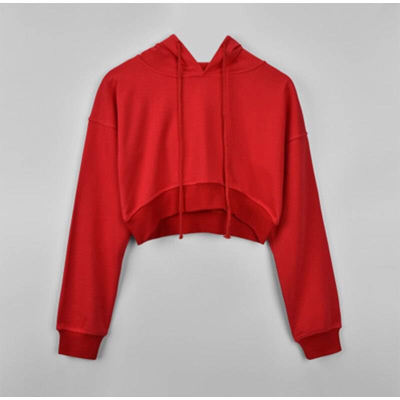 Women's Solid Color Cropped Hoodie