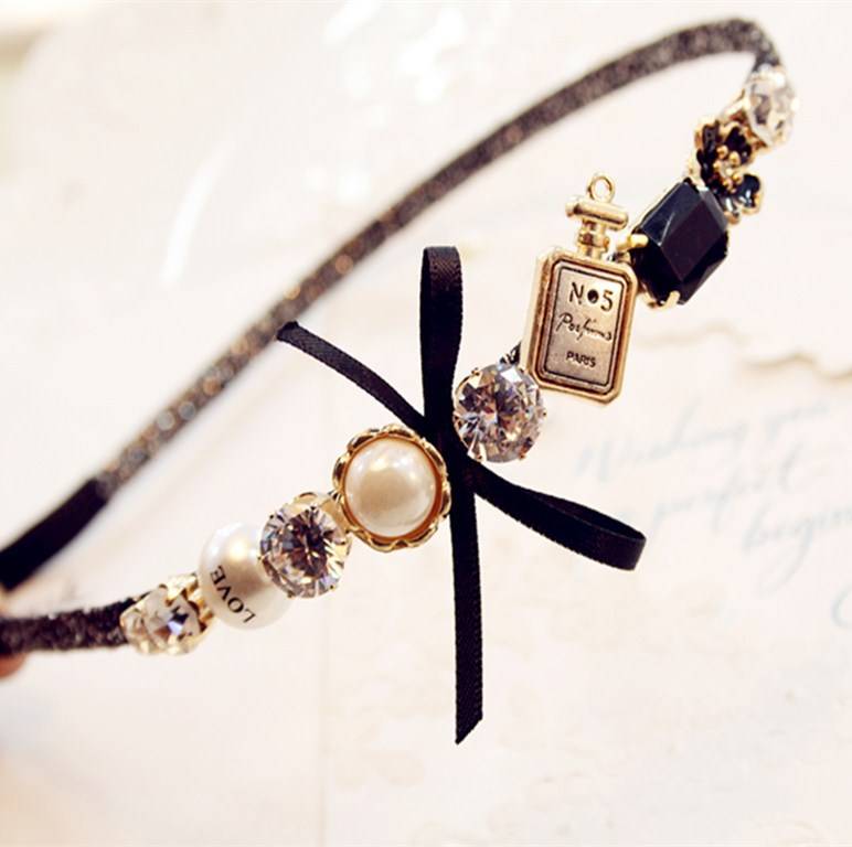 Colorful Rhinestone and Pearls Flower Headband for Women