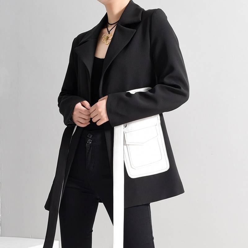 Women's Black Blazer White Pockets Women's Black Blazer White Pockets