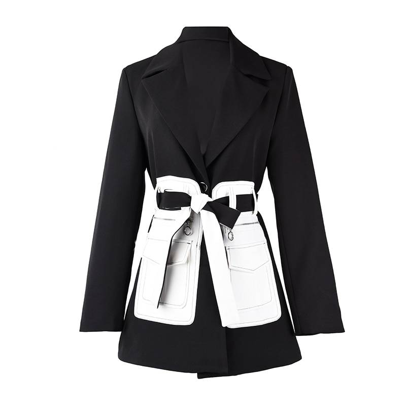 Women's Black Blazer White Pockets Women's Black Blazer White Pockets