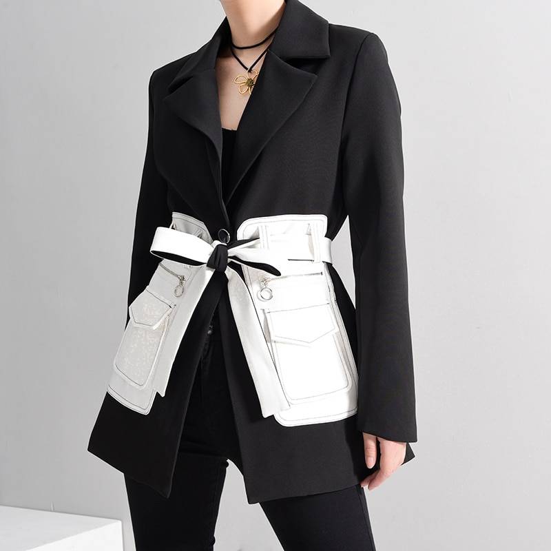Women's Black Blazer White Pockets Women's Black Blazer White Pockets