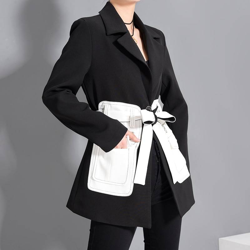 Women's Black Blazer White Pockets Women's Black Blazer White Pockets