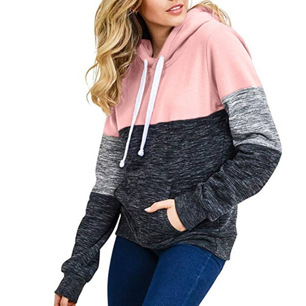 Women's Casual Tricolor Hoodie Women's Casual Tricolor Hoodie