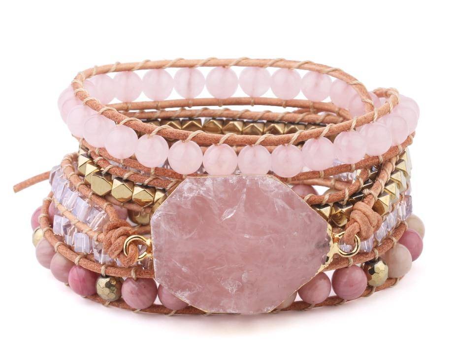 Natural Pink Quartz Stone Bracelet