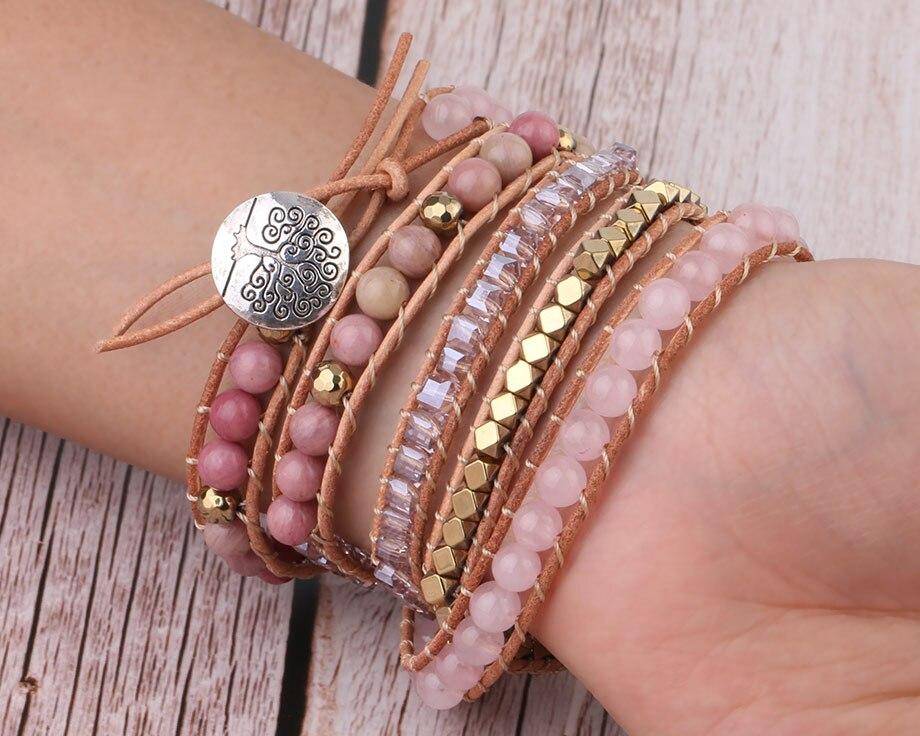 Natural Pink Quartz Stone Bracelet