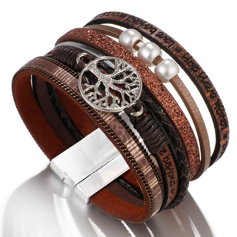 Tree of Life Pearl Leather Bracelet for Women Tree of Life Pearl Leather Bracelet for Women