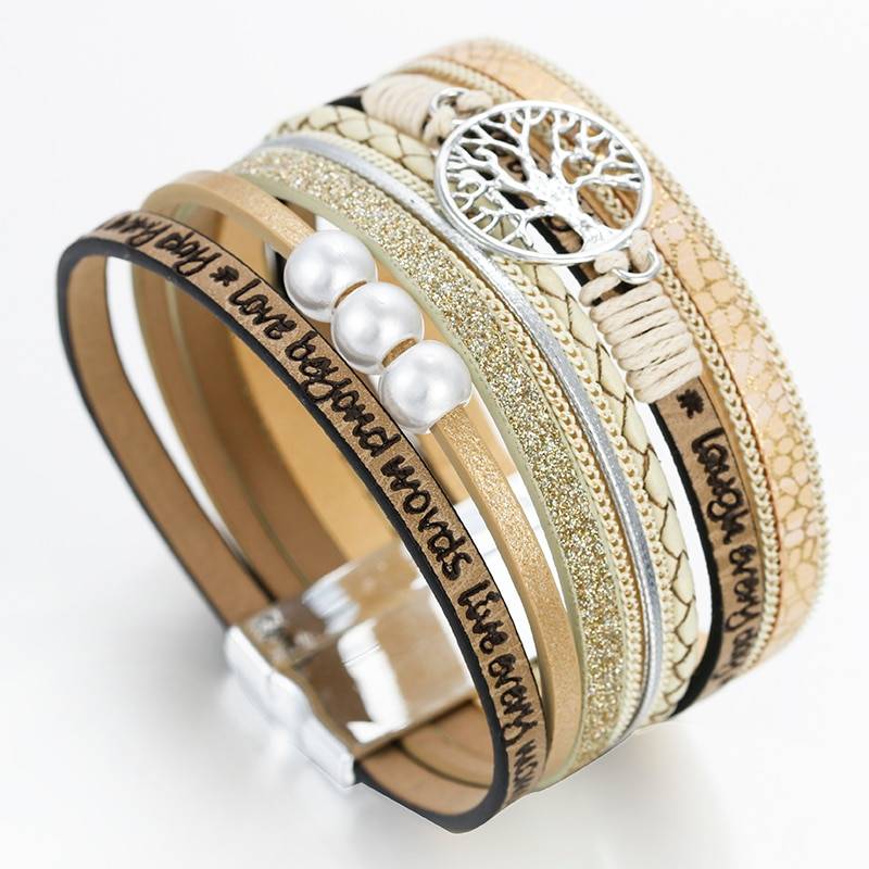 Tree of Life Pearl Leather Bracelet for Women Tree of Life Pearl Leather Bracelet for Women