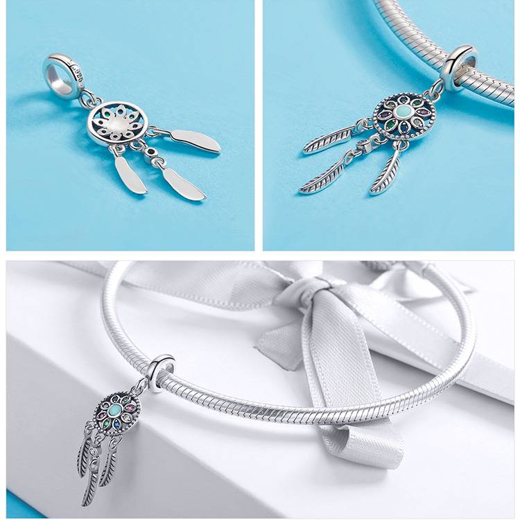 Women's 925 Sterling Silver Dreamcatcher Shaped Pendant Women's 925 Sterling Silver Dreamcatcher Shaped Pendant