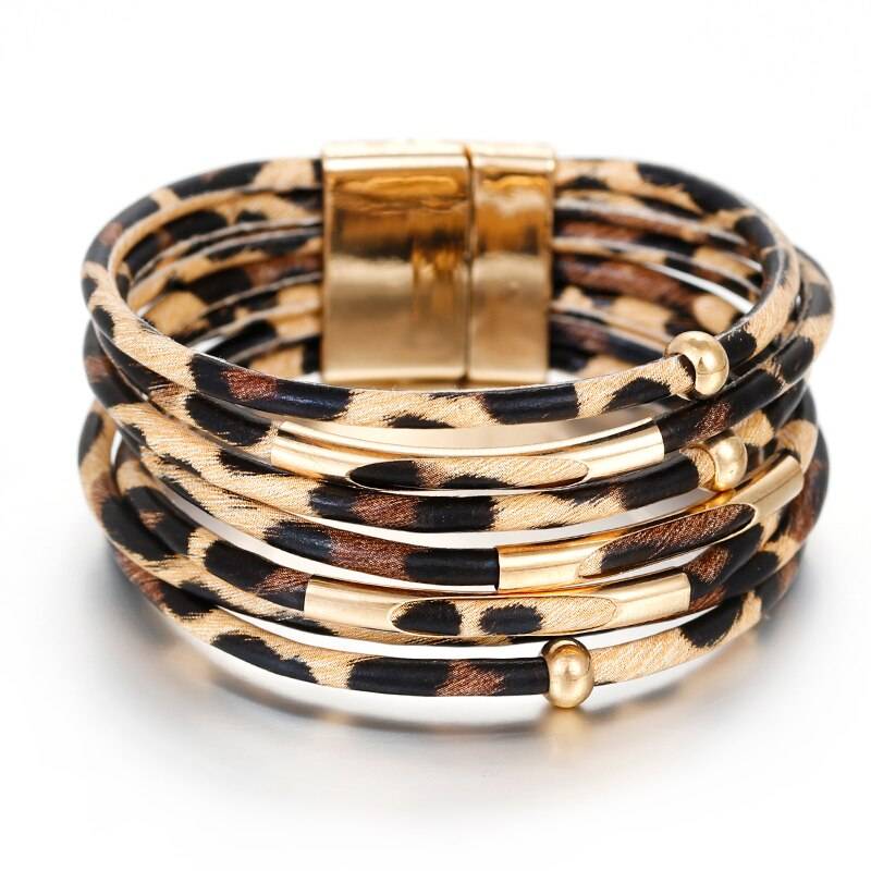 Women's Multilayer Leopard Patterned Leather Bracelet Women's Multilayer Leopard Patterned Leather Bracelet