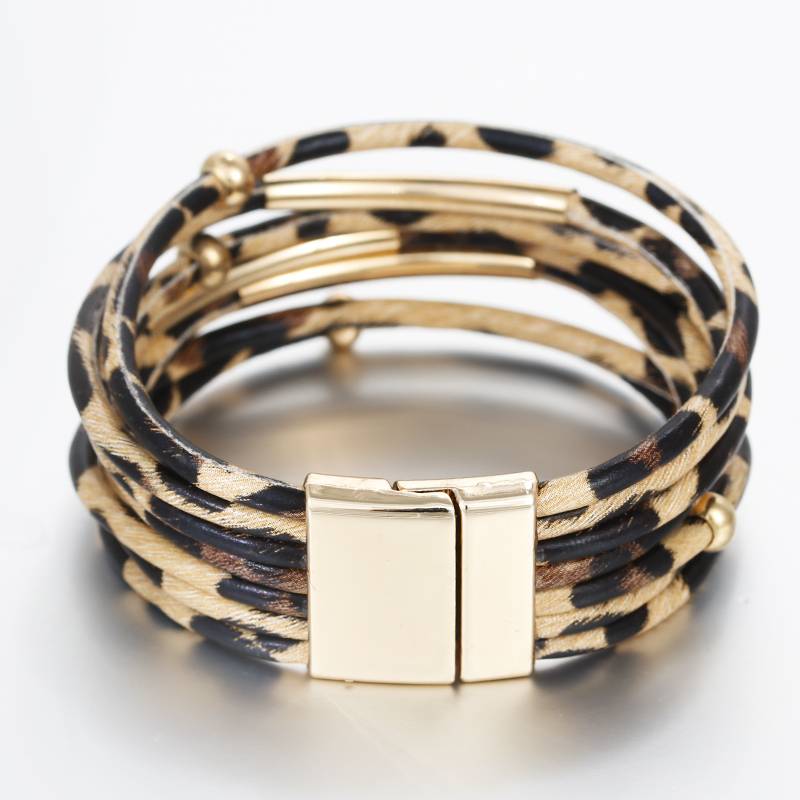 Women's Multilayer Leopard Patterned Leather Bracelet Women's Multilayer Leopard Patterned Leather Bracelet