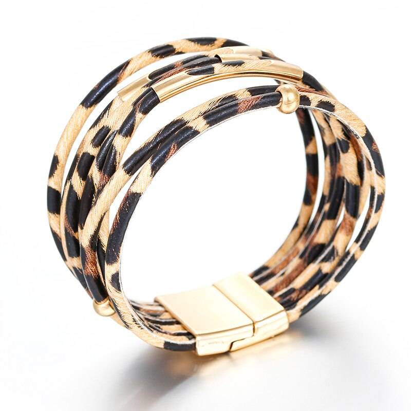 Women's Multilayer Leopard Patterned Leather Bracelet Women's Multilayer Leopard Patterned Leather Bracelet