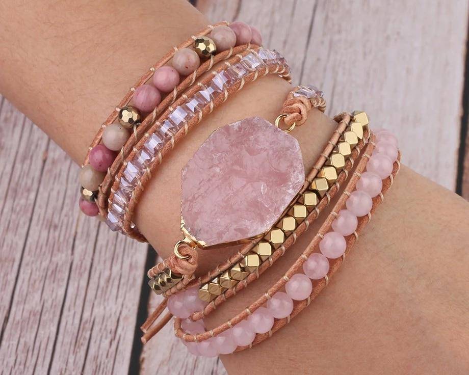 Natural Pink Quartz Stone Bracelet