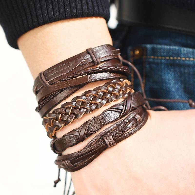 Women's Vintage Leather Bracelets Set