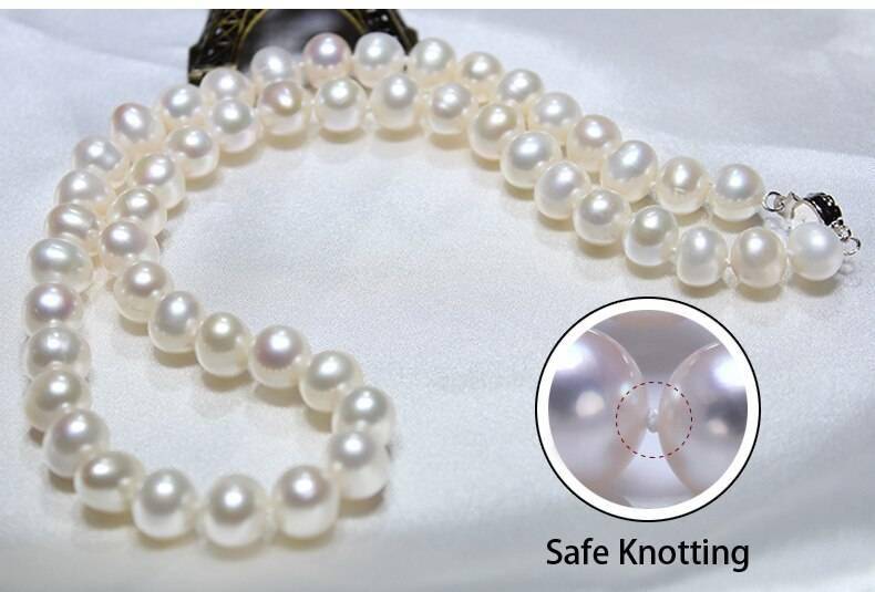 Women's 925 Sterling Silver Natural Pearls Choker